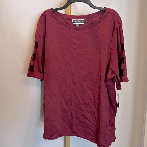 Karen Scott burgundy Core Tshirt NWT 3X - Picture 1 of 11